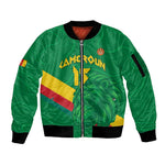 Custom Cameroon Basketball Sleeve Zip Bomber Jacket Go Indomitable Lions - African Pride