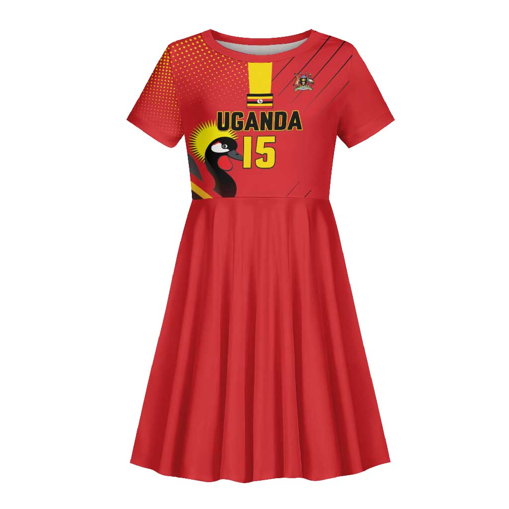 Custom Uganda Basketball Kid Short Sleeve Dress Go Champions Silverbacks - African Pride