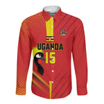 Custom Uganda Basketball Long Sleeve Button Shirt Go Champions Silverbacks - African Pride