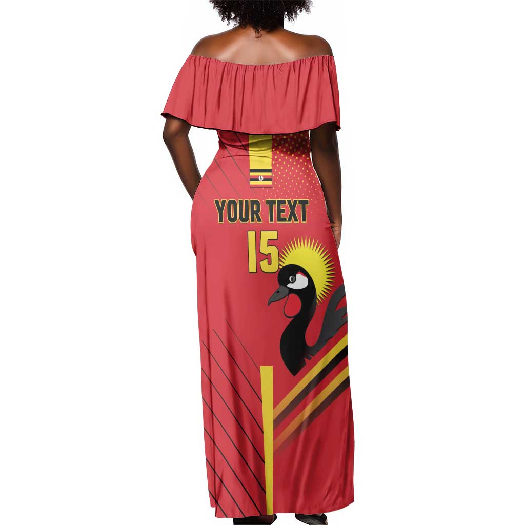 Custom Uganda Basketball Off Shoulder Maxi Dress Go Champions Silverbacks - African Pride