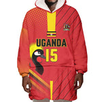Custom Uganda Basketball Wearable Blanket Hoodie Go Champions Silverbacks - African Pride