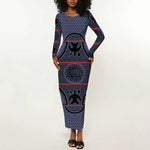Basotho Blanket Long Sleeve Bodycon Dress Lesotho Seanamarena Heritage - Serenity - African Pride