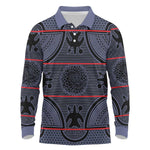 Basotho Blanket Long Sleeve Polo Shirt Lesotho Seanamarena Heritage - Serenity - African Pride