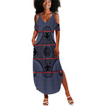 Basotho Blanket Summer Maxi Dress Lesotho Seanamarena Heritage - Serenity - African Pride