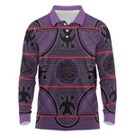Basotho Blanket Long Sleeve Polo Shirt Lesotho Seanamarena Heritage - Violet - African Pride