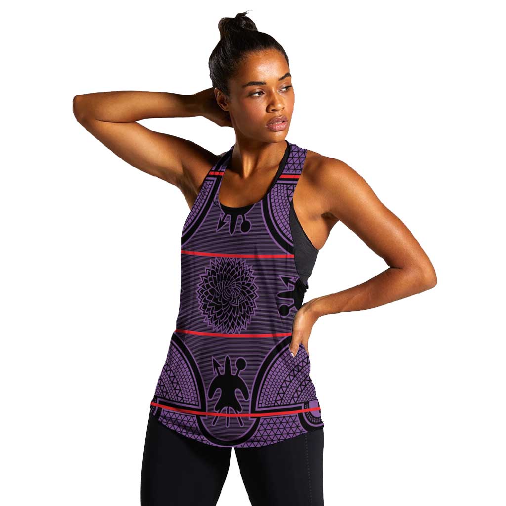 Basotho Blanket Women Racerback Tank Lesotho Seanamarena Heritage - Violet - African Pride
