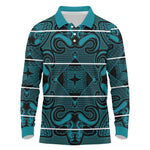 Basotho Blanket Long Sleeve Polo Shirt Lesotho Motlatsi Seanamarena Heritage - Lesotho Breeze - African Pride