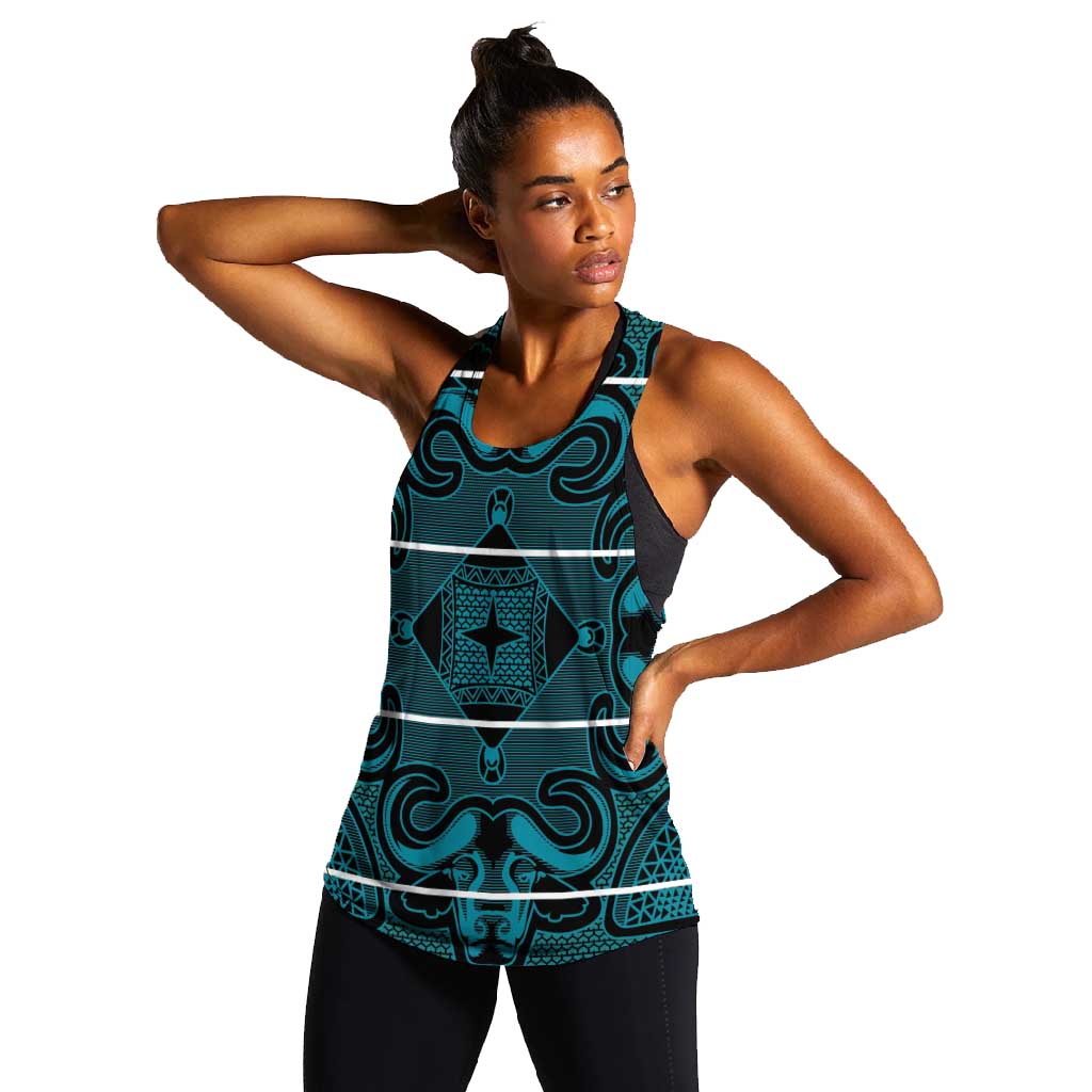 Basotho Blanket Women Racerback Tank Lesotho Motlatsi Seanamarena Heritage - Lesotho Breeze - African Pride