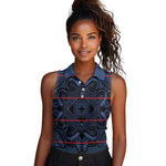Basotho Blanket Women Sleeveless Polo Shirt Lesotho Motlatsi Seanamarena Heritage - Blue - African Pride