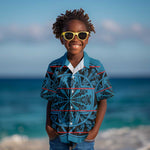 Basotho Blanket Kid Hawaiian Shirt Lesotho Kharetsa Seanamarena Heritage - Blue - African Pride