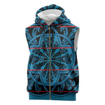 Basotho Blanket Sleeveless Zip Hoodie Lesotho Kharetsa Seanamarena Heritage - Blue - African Pride