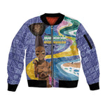 Nigeria Osun-Osogbo Festival Sleeve Zip Bomber Jacket Oshun God - Yoruba Pattern - African Pride