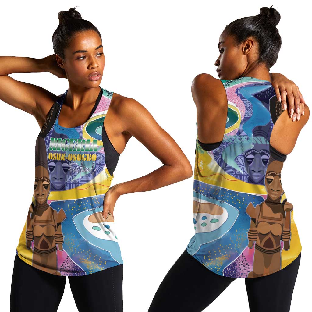 Nigeria Osun-Osogbo Festival Women Racerback Tank Oshun God - Yoruba Pattern - African Pride
