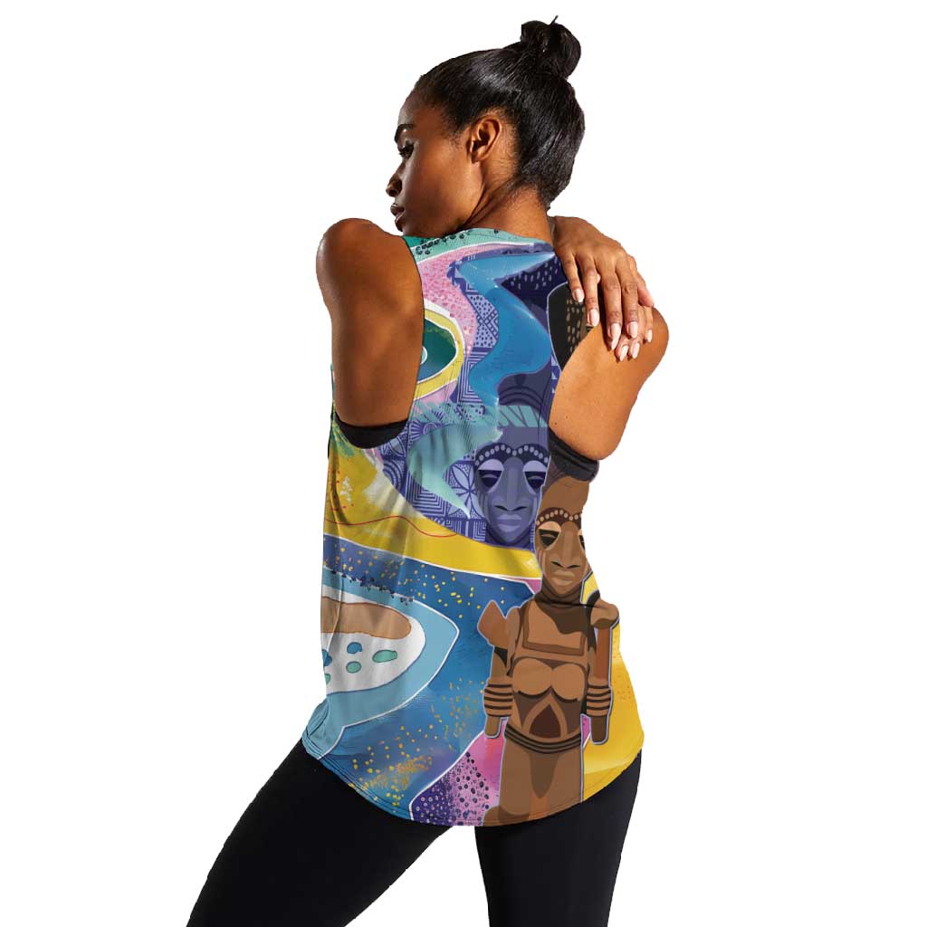 Nigeria Osun-Osogbo Festival Women Racerback Tank Oshun God - Yoruba Pattern - African Pride