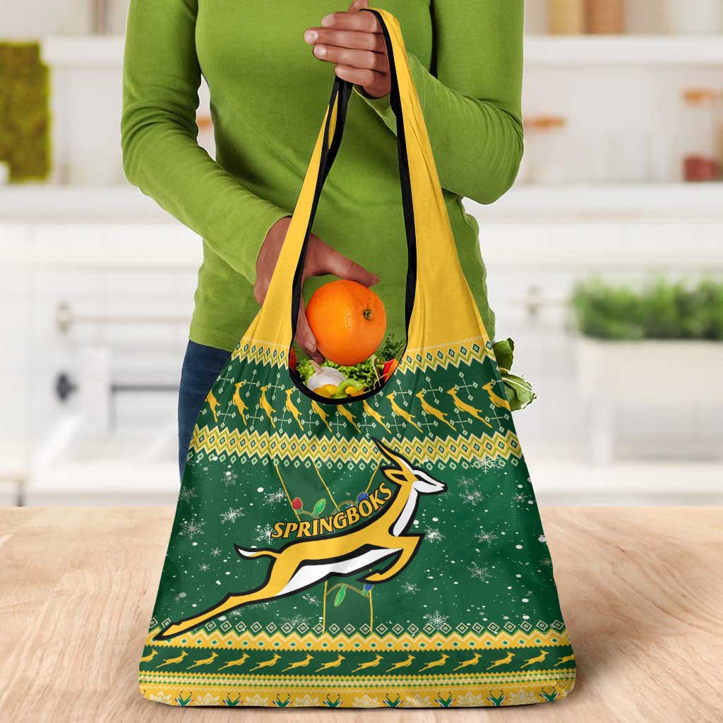 South Africa Christmas Rugby Grocery Bag Springboks Geseende Kersfees