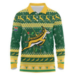 South Africa Christmas Rugby Long Sleeve Polo Shirt Springboks Geseende Kersfees