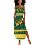 South Africa Christmas Rugby Summer Maxi Dress Springboks Geseende Kersfees