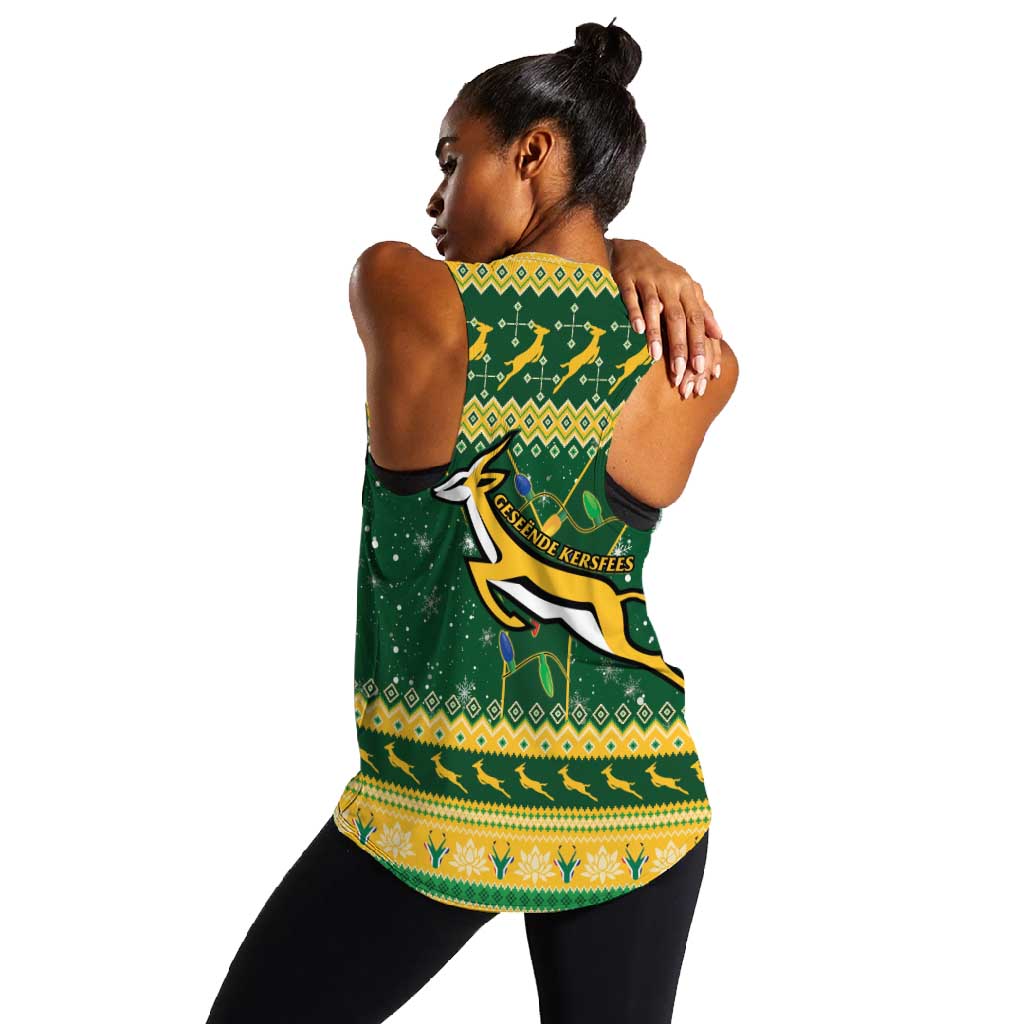 South Africa Christmas Rugby Women Racerback Tank Springboks Geseende Kersfees