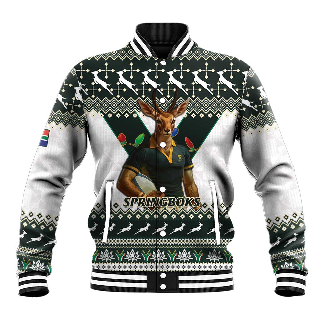 South Africa Christmas Rugby Baseball Jacket Springboks Mascot Mix African Pattern LT15