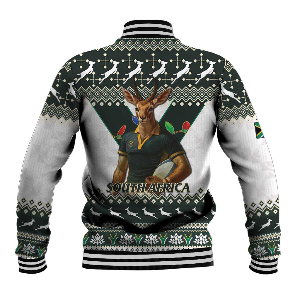 South Africa Christmas Rugby Baseball Jacket Springboks Mascot Mix African Pattern LT15