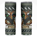 South Africa Christmas Rugby Skinny Tumbler Springboks Mascot Mix African Pattern