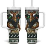 South Africa Christmas Rugby Tumbler With Handle Springboks Mascot Mix African Pattern