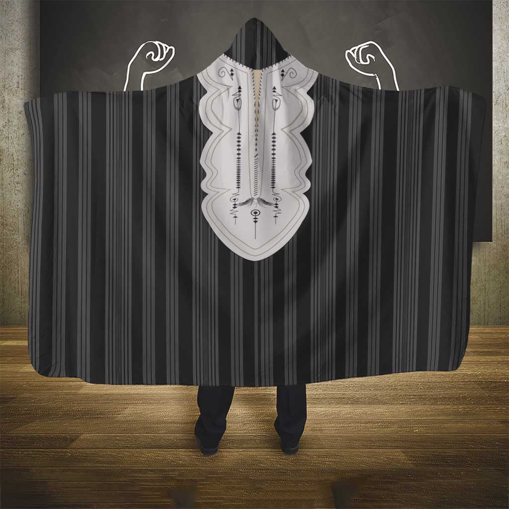 Liberia Kpelle Ethnic Heritage Pattern - Black Hooded Blanket - African Pride