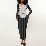 Liberia Kpelle Ethnic Heritage Pattern - Black Long Sleeve Bodycon Dress - African Pride