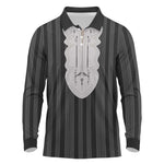 Liberia Kpelle Ethnic Heritage Pattern - Black Long Sleeve Polo Shirt - African Pride