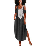 Liberia Kpelle Ethnic Heritage Pattern - Black Summer Maxi Dress - African Pride