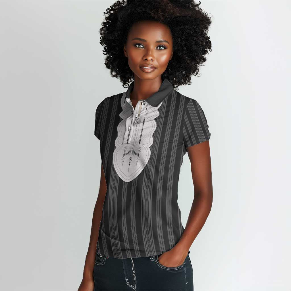 Liberia Kpelle Ethnic Heritage Pattern - Black Women Polo Shirt - African Pride