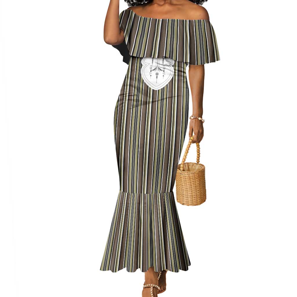 Liberia Kpelle Ethnic Heritage Pattern - Brown Mermaid Dress - African Pride