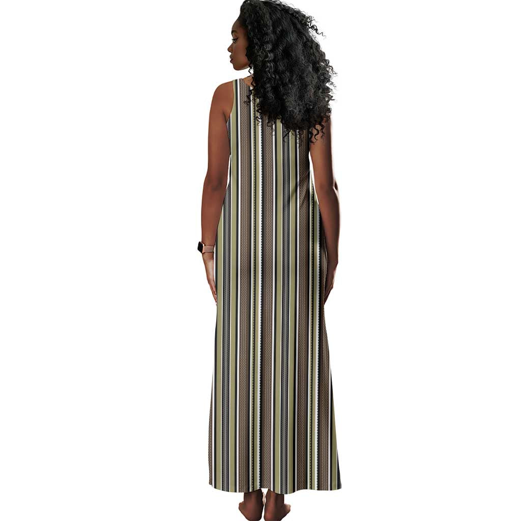 Liberia Kpelle Ethnic Heritage Pattern - Brown Tank Maxi Dress - African Pride