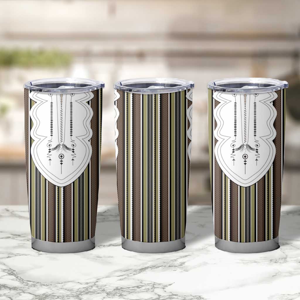 Liberia Kpelle Ethnic Heritage Pattern - Brown Tumbler Cup - African Pride