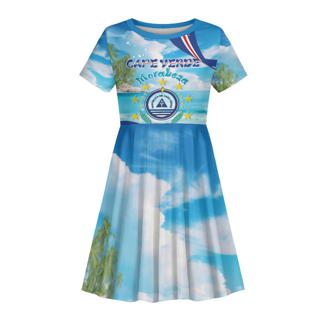 Cape Verde Morabeza Kid Short Sleeve Dress Paradise Ocean - African Pride