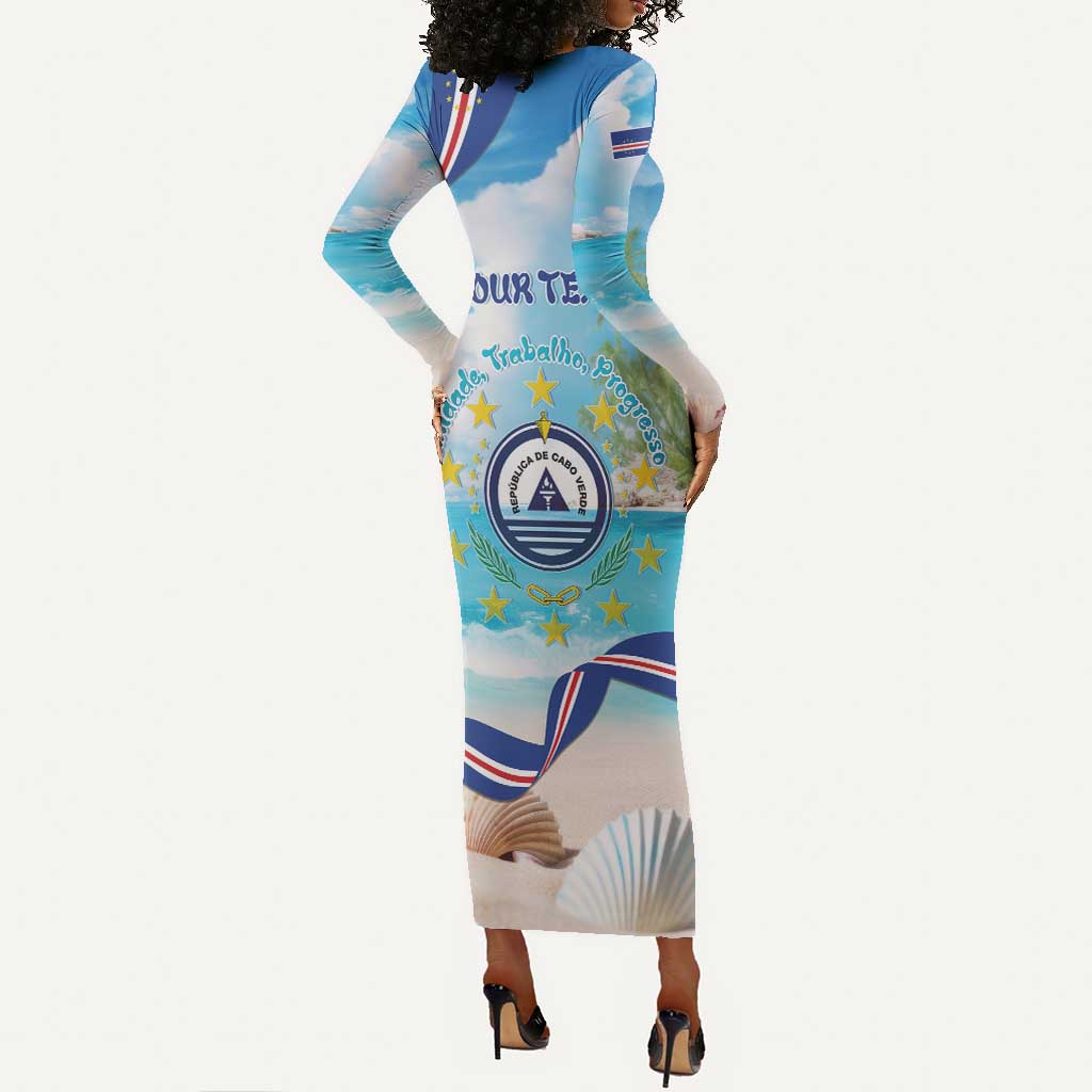 Cape Verde Morabeza Long Sleeve Bodycon Dress Paradise Ocean - African Pride