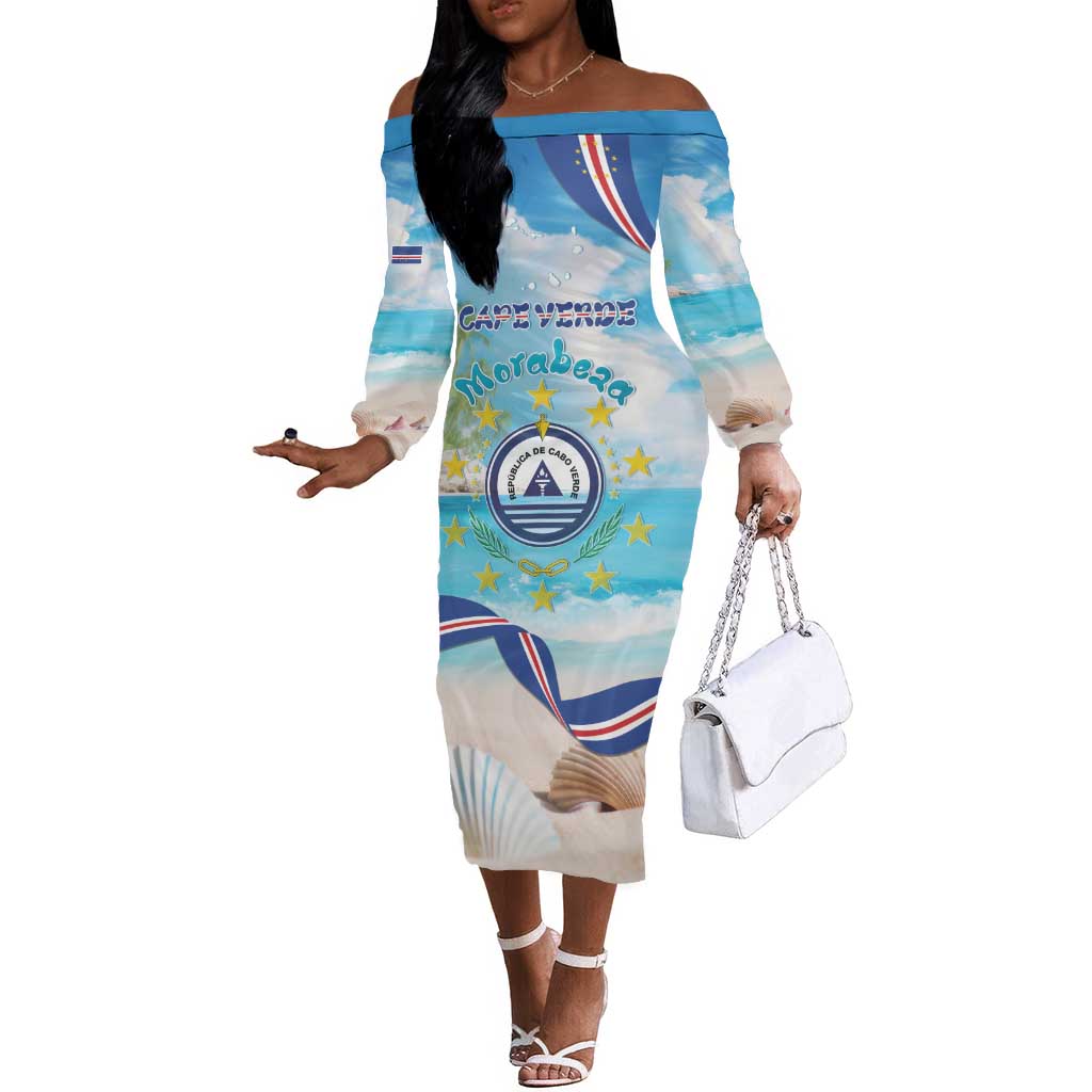 Cape Verde Morabeza Off The Shoulder Long Sleeve Dress Paradise Ocean - African Pride
