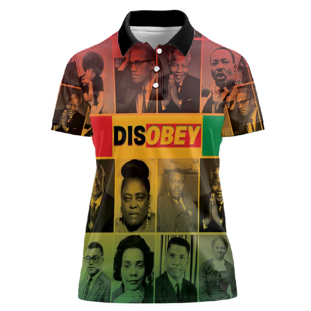Disobey Freedom Fighters Women Polo Shirt African American Heroes - African Pride