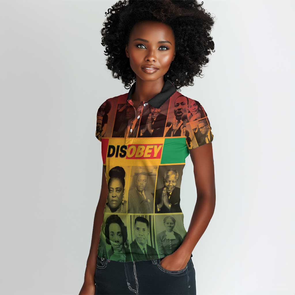 Disobey Freedom Fighters Women Polo Shirt African American Heroes - African Pride