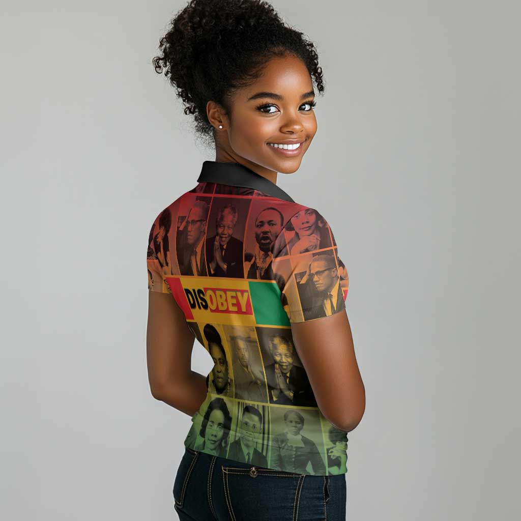 Disobey Freedom Fighters Women Polo Shirt African American Heroes - African Pride