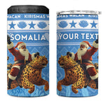 Personalized Afro Somalia Christmas 4 in 1 Can Cooler Tumbler Black Santa Riding Leopard - African Pattern