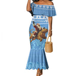 Personalized Afro Somalia Christmas Mermaid Dress Black Santa Riding Leopard - African Pattern