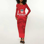 Custom Afro Seychelles Football Long Sleeve Bodycon Dress Pirate Parrot LT15