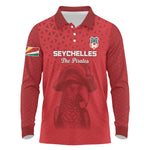 Custom Afro Seychelles Football Long Sleeve Polo Shirt Pirate Parrot