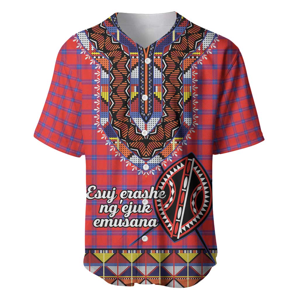 Maasai Adumu Dance Baseball Jacket Shuka Pattern - Kenya Safari LT15 main image 1