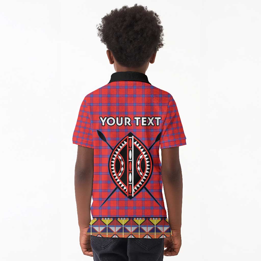 Afro Kenya Maasai Shuka Personalized Kid Polo Shirt Maasai Shield Mix Dashiki