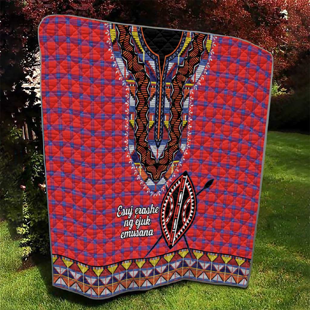 Afro Kenya Maasai Shuka Personalized Quilt Maasai Shield Mix Dashiki