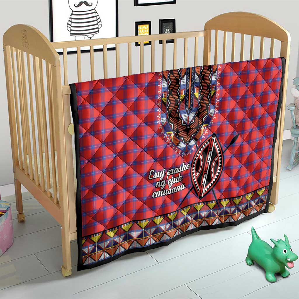 Afro Kenya Maasai Shuka Personalized Quilt Maasai Shield Mix Dashiki