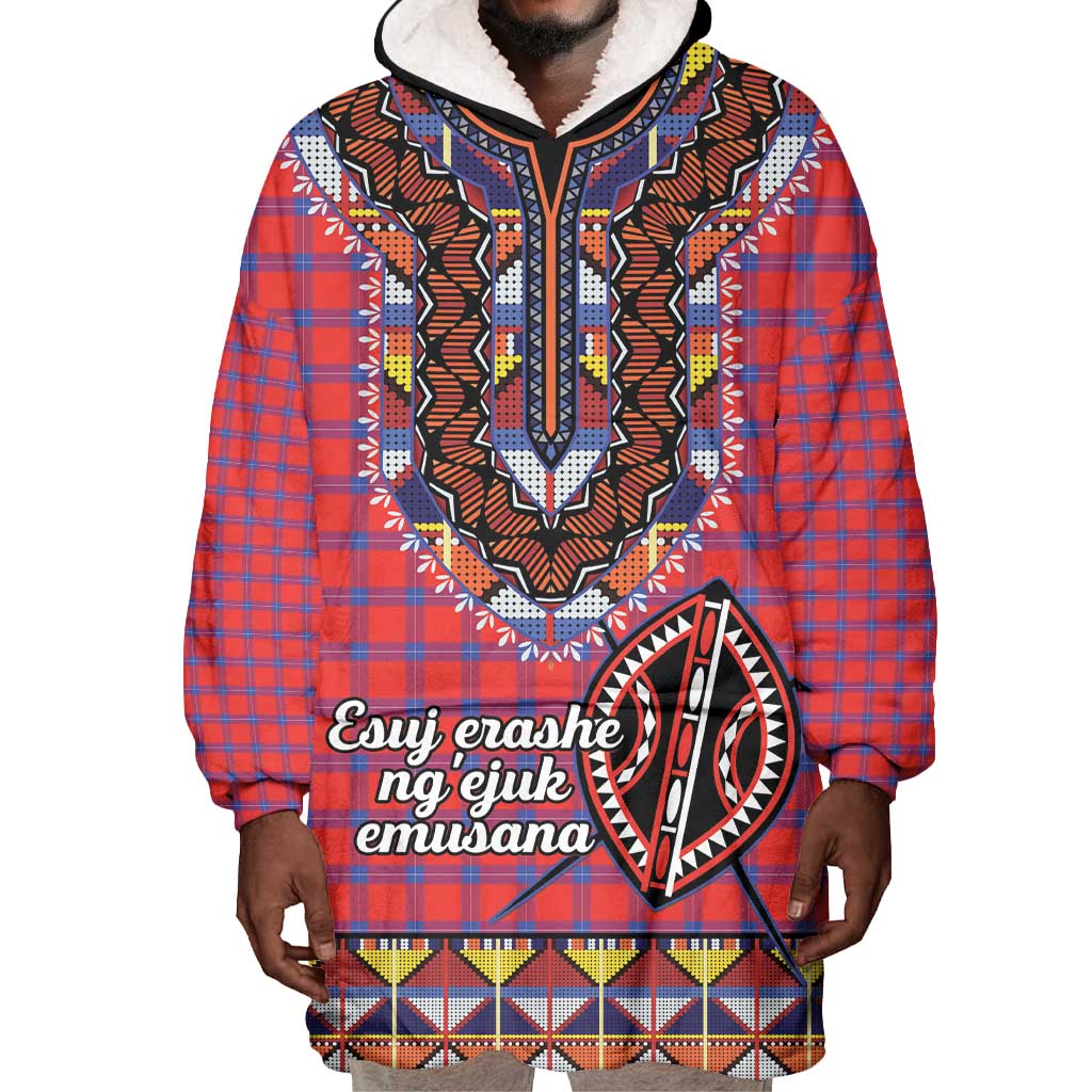 Afro Floral mix Maasai Shuka Kid Hoodie Blue Moitf LT9 main image 0