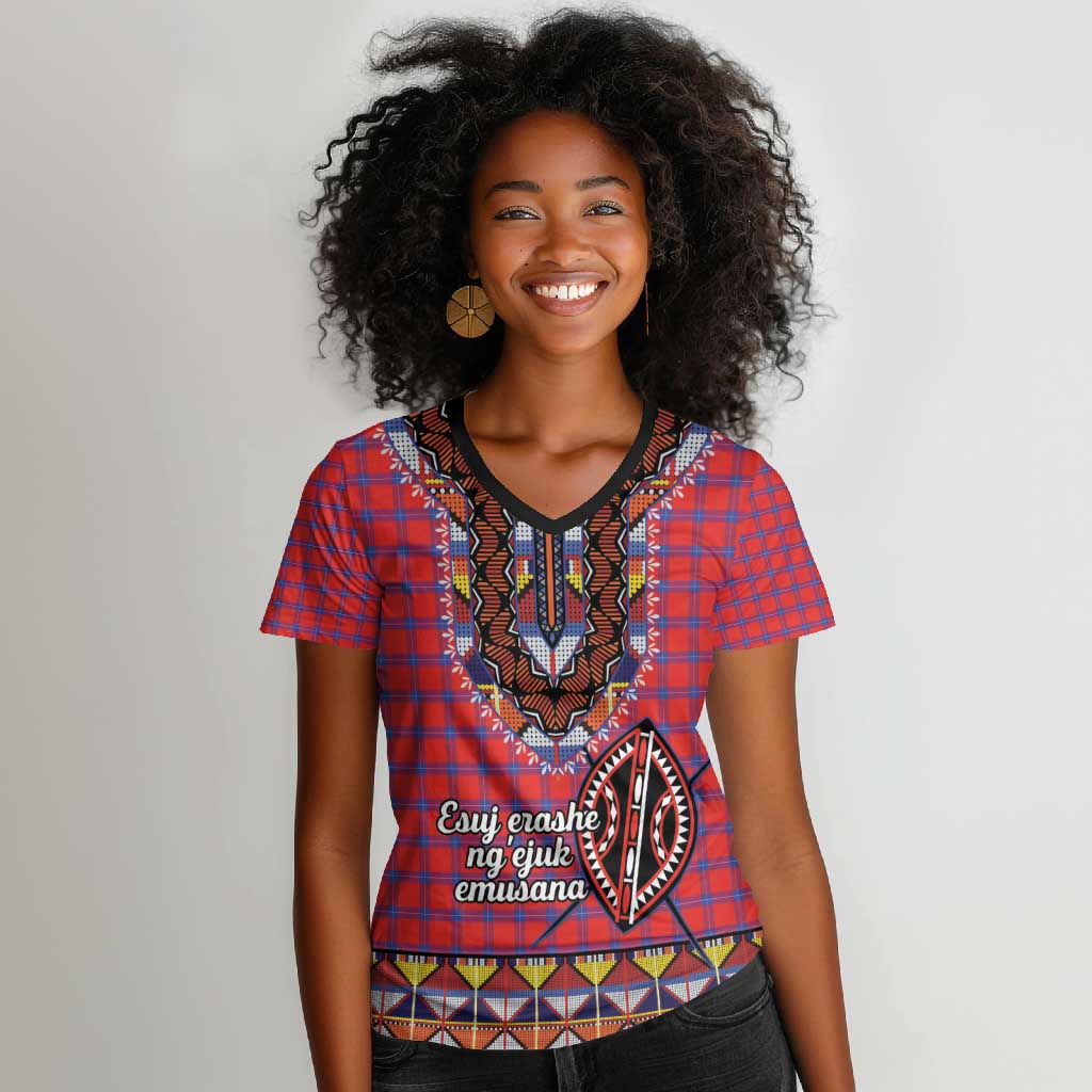 Afro Floral mix Maasai Shuka Kid T shirt Purple Moitf LT9 main image 1